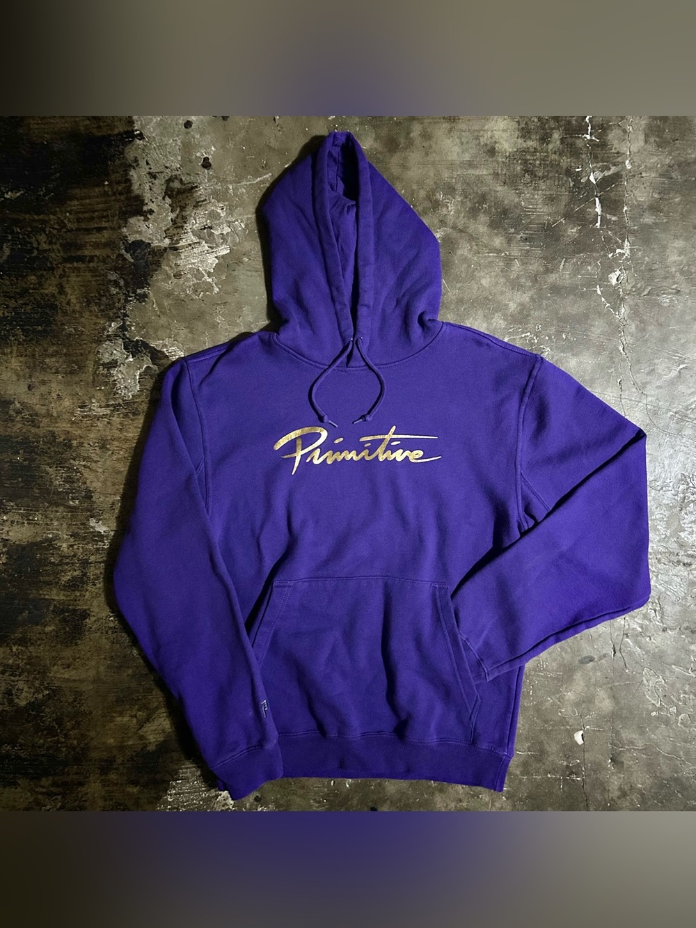 MEDIUM Purple Primitive hoodie with gold logo